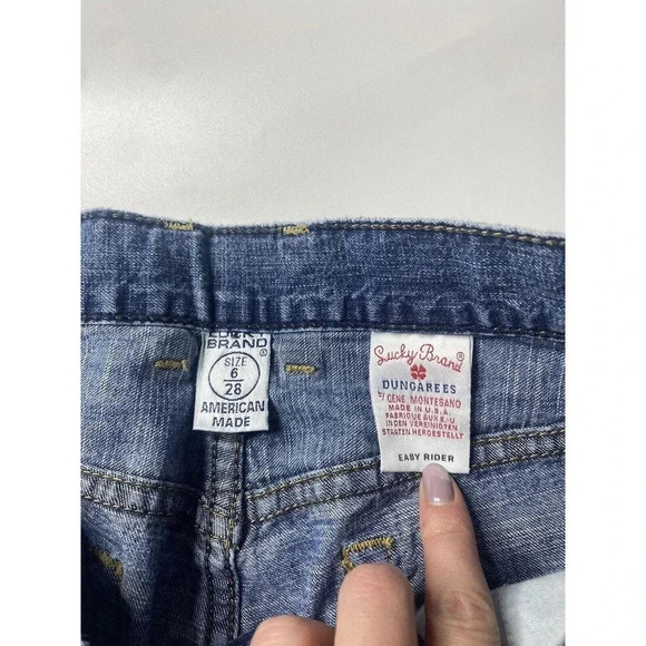 Lucky Brand Jeans Womens Size 6 Dungarees Flared Medium Wash Made In USA - Picture 4 of 9